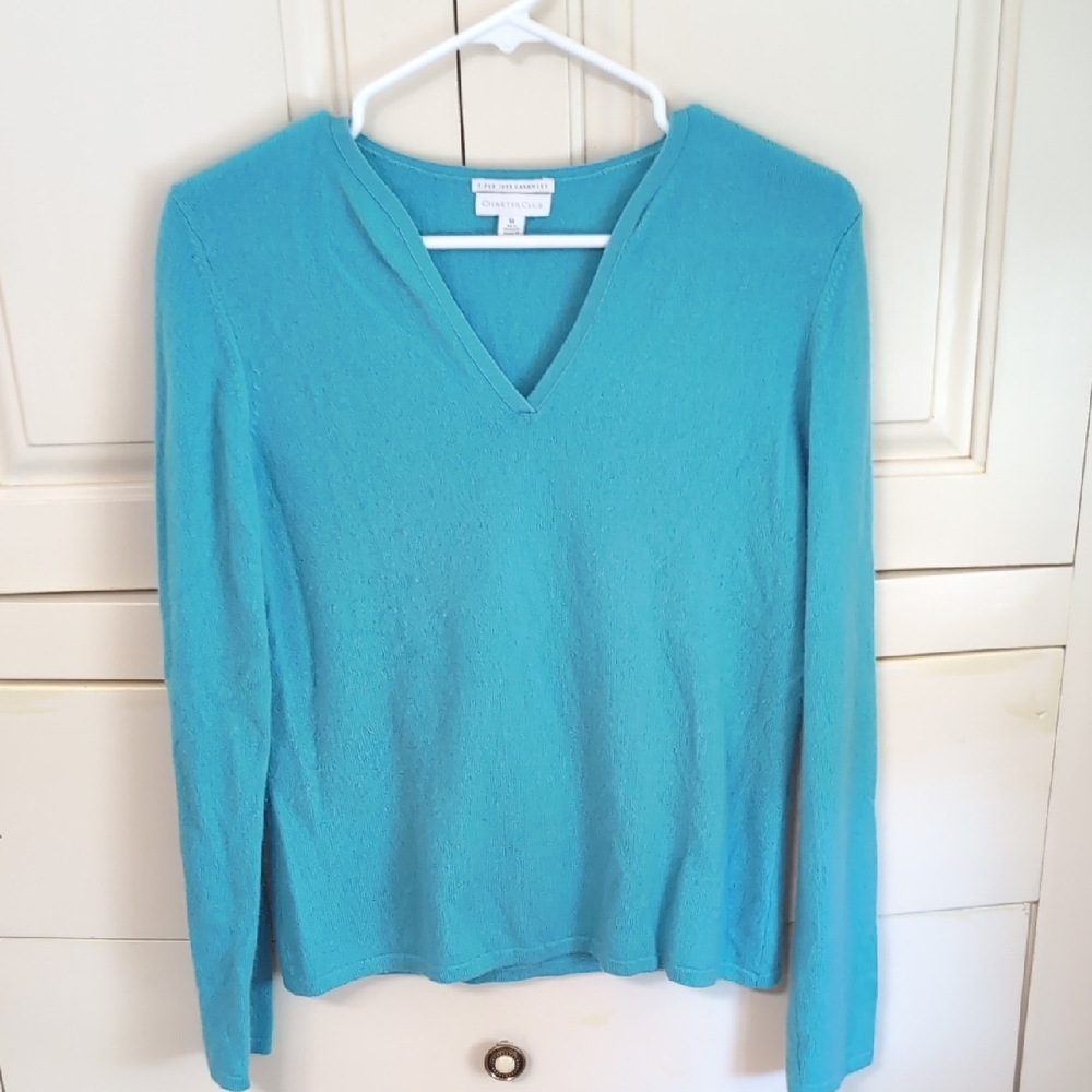 Turquoise V Neck Sweater
